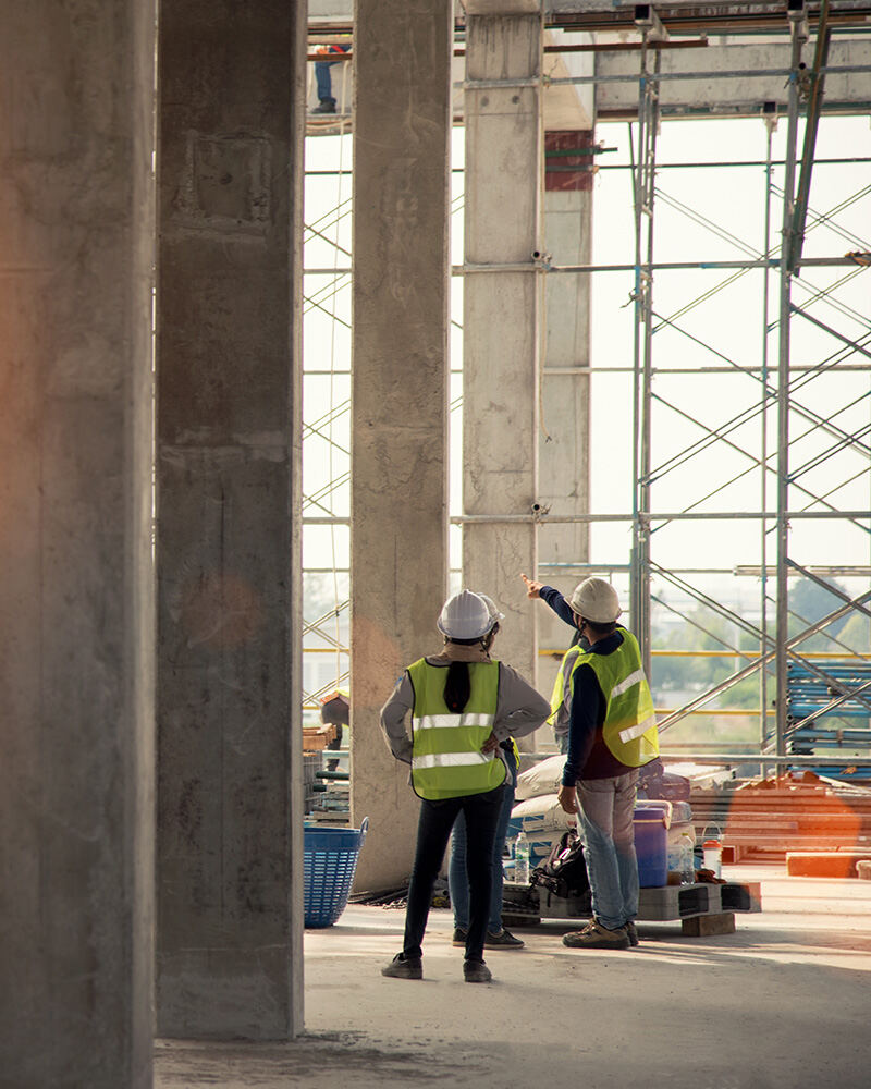 Inspectors reviewing progress at a construction site